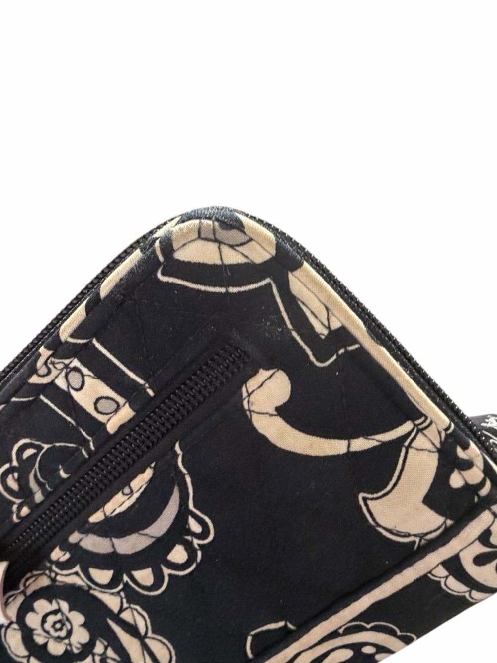 Vera Bradley Black and Cream Floral Quilted Zip Wallet - Picture 8 of 13